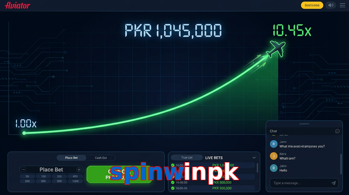 Main screen of Spinwinpk aviator page for PK players