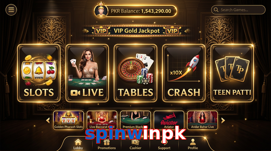 Main screen of Spinwinpk casino page for PK players